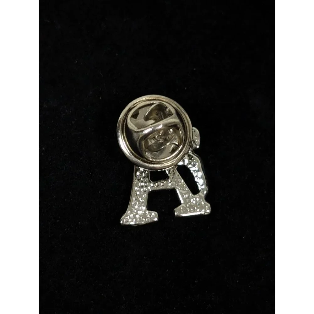 Vintage Silver Tone Initial Letter A‎ Angel Cherub Small Pin Brooch